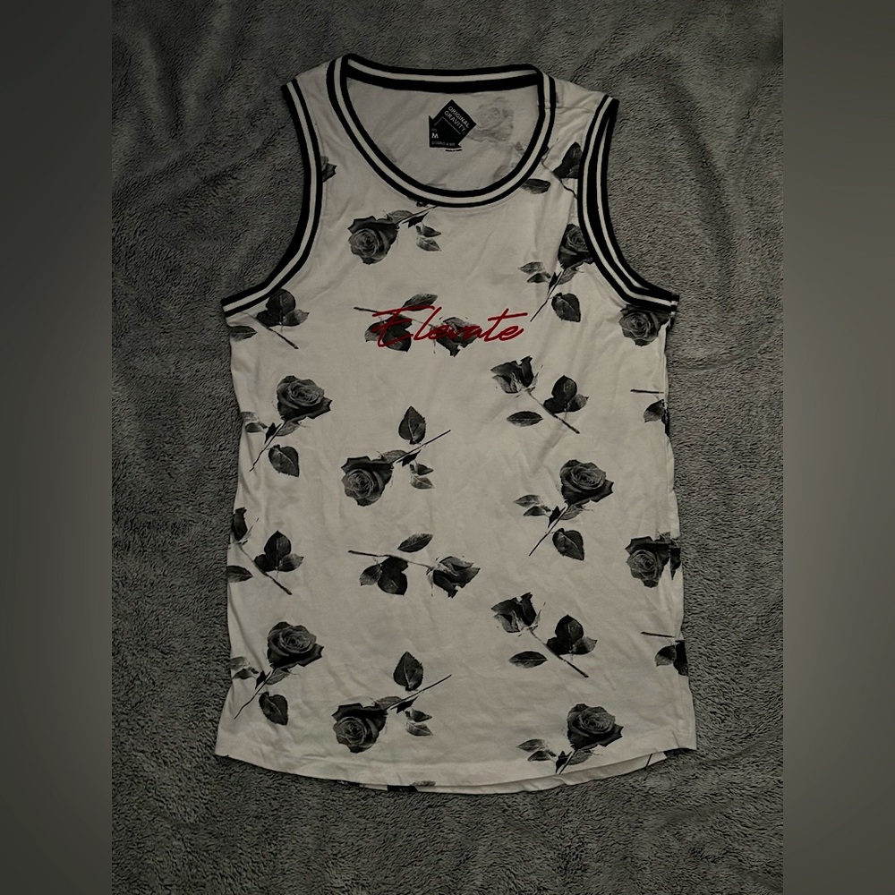 White ‘Elevate’ Rose Covered Tank